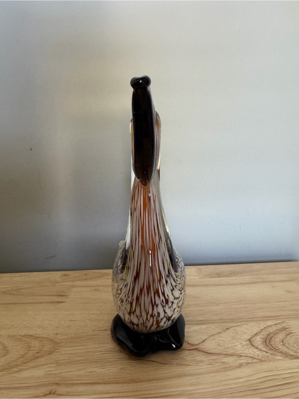 Handblown Glass Pelican Sculpture in Amber and Clear- Murano Style - Picture 3 of 7